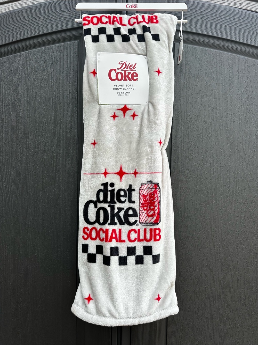 Diet Coke Social Club Plush Throw Blanket NWT - White & Red